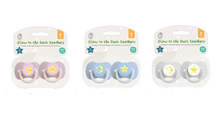 Glow In The Dark Soothers & Travel Box 2pk - Click Image to Close
