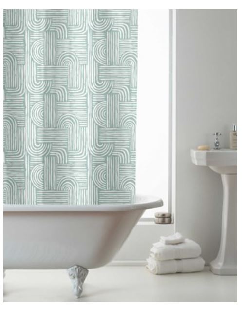 Boho Waves Design Shower Curtains With Rings - Click Image to Close