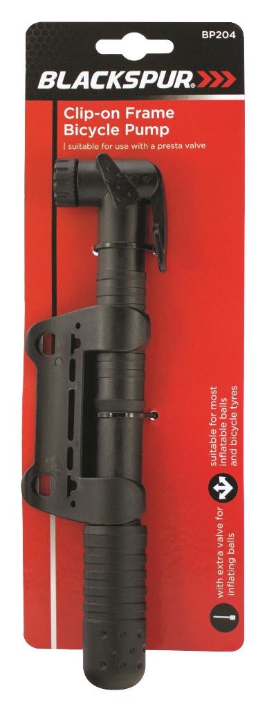 Blackspur Clip On Frame Bicycle Pump - Click Image to Close