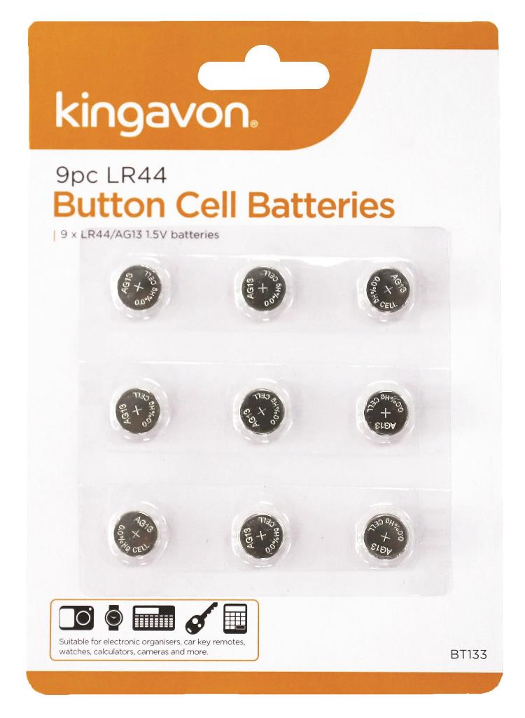 LR44 Button Cell Batteries 9 Pack - Click Image to Close