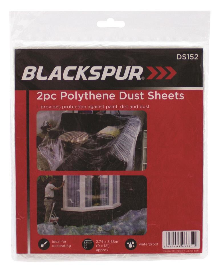 Blackspur 2 Pack Polythene Dust Sheet Pack - Click Image to Close