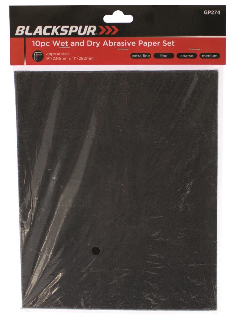 Blackspur 10 Pack Wet And Dry Abrasive Paper - Click Image to Close