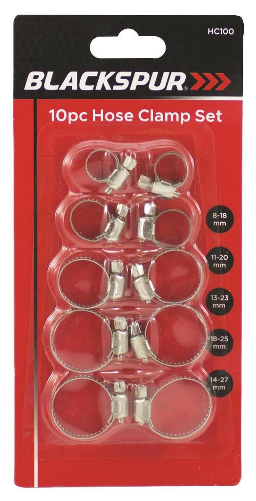 Blackspur 10Pc Hose Clamp Set - Click Image to Close