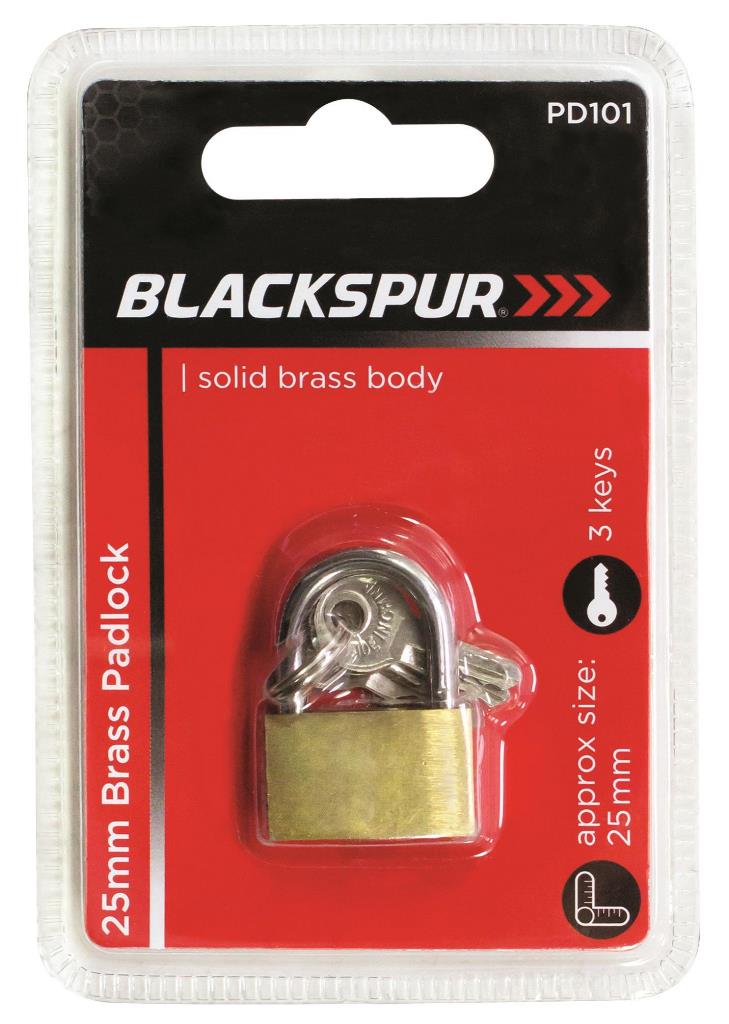 Blackspur 25mm Brass Padlock - Click Image to Close