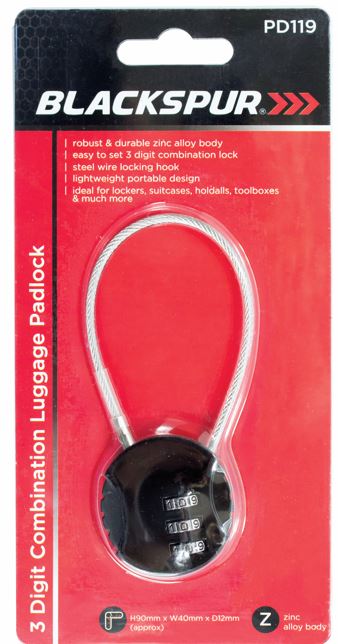 3 Digit Combination Luggage padlock - Click Image to Close