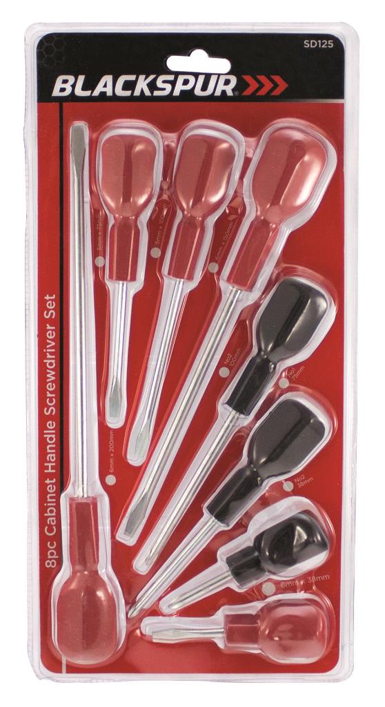 Blackspur 8 Pack Cabinet Handle Screwdriver Set - Click Image to Close