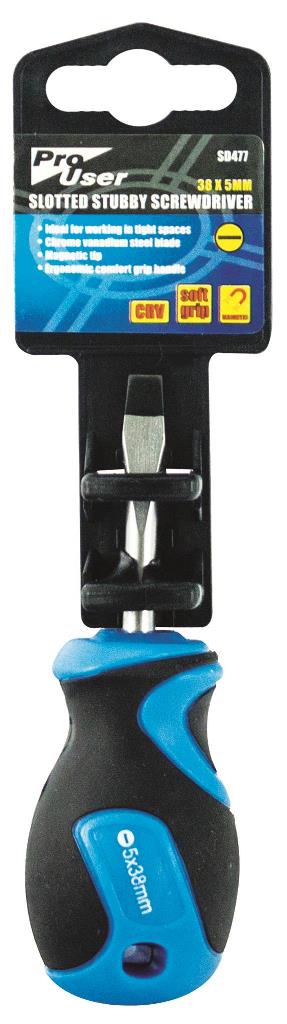 Blackspur 38 X 5mm Slotted Stubby Screwdriver - Click Image to Close
