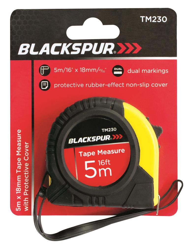BLACKSPUR 5m x 19mm TAPE MEASURE WITH PROTECTIVE COVER - Click Image to Close