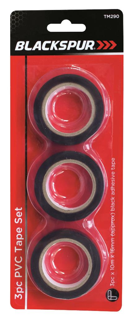 Blackspur 3 Pack Pvc Tape Set - 10M - Click Image to Close