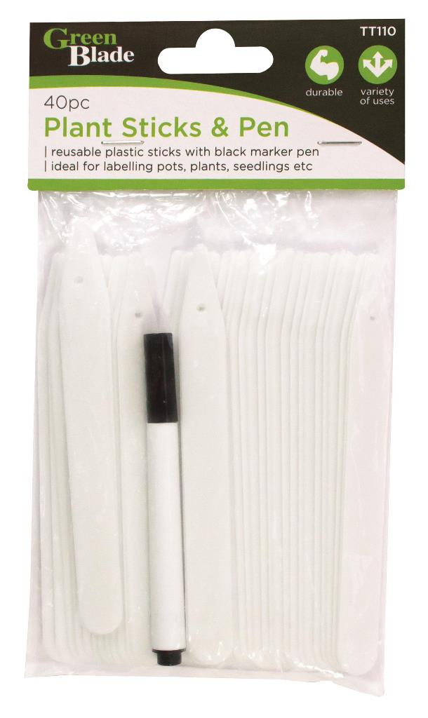 Blackspur 40Pc Plant Sticks And Pen - Click Image to Close