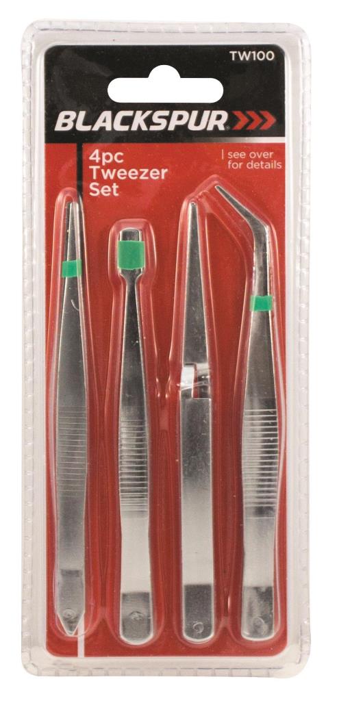 Blackspur 4 Pack Tweezer Set - Click Image to Close