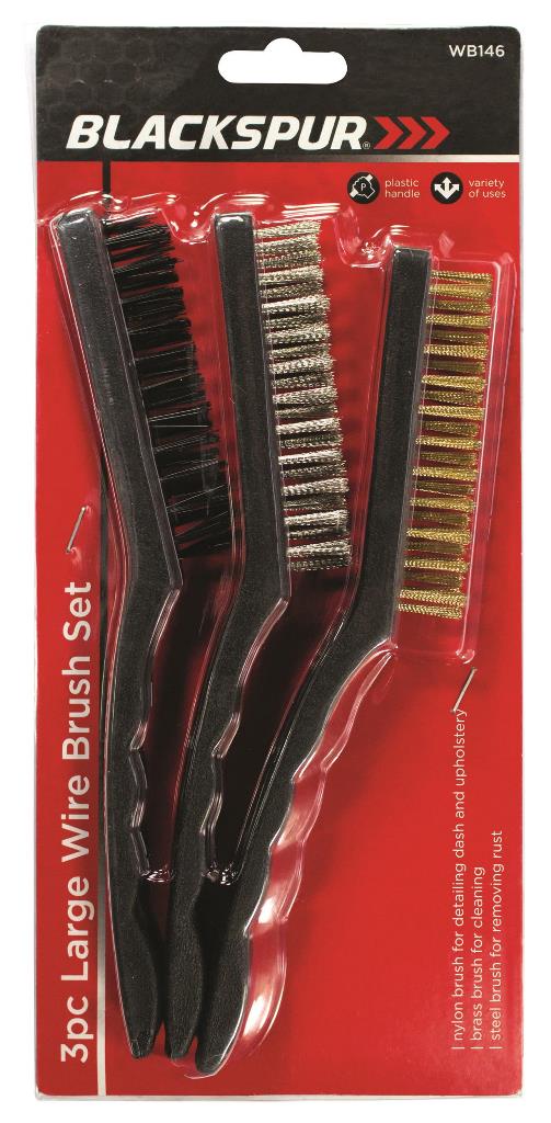 Blackspur 3 Pack Large Wire Brush Set - Click Image to Close