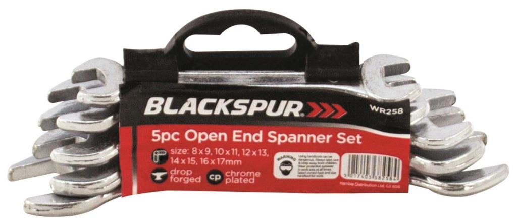 Blackspur 5Pc Open end Spanner Set ( mm Card ) - Click Image to Close
