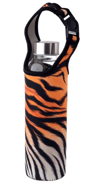 Spot And Stripes Big Cat Glass Water Bottle - Click Image to Close