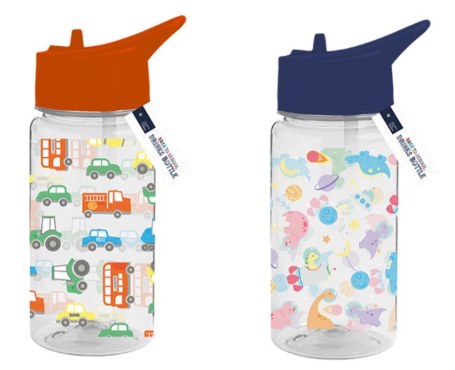 Boys Printed Bottle With Straw 400ml - Click Image to Close