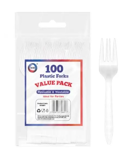 100pc Reusable Plastic Forks - Click Image to Close