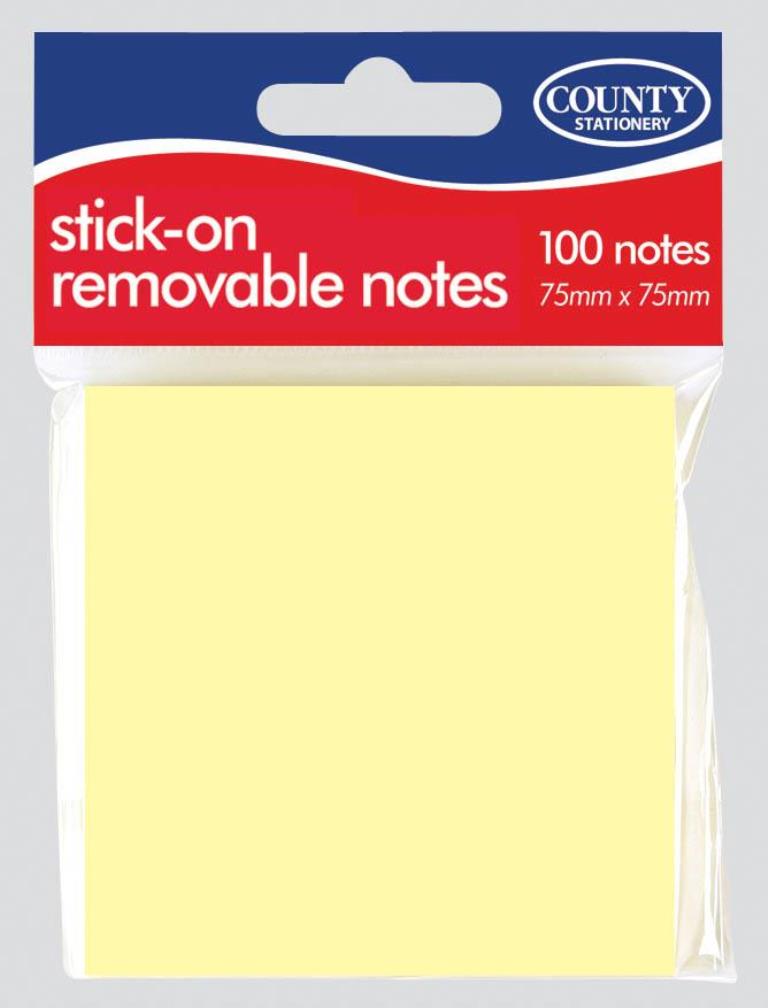 County Stick On Notes Yellow 76 X 76mm - Click Image to Close