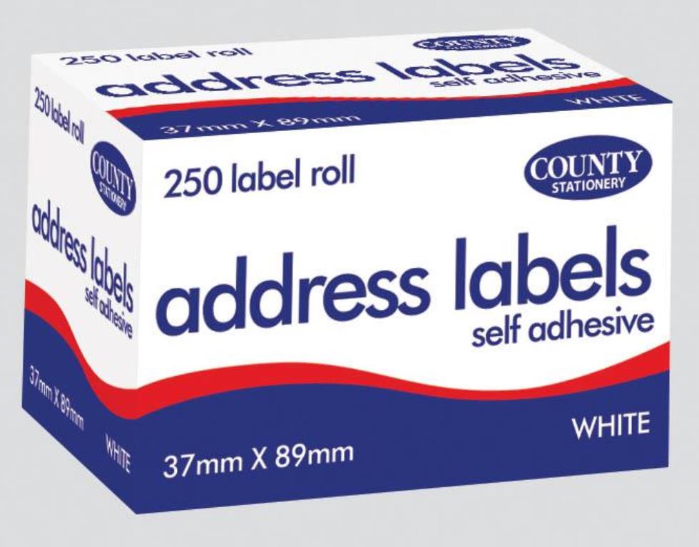County Address Labels 250 On A Roll 37mm X 89mm - Click Image to Close