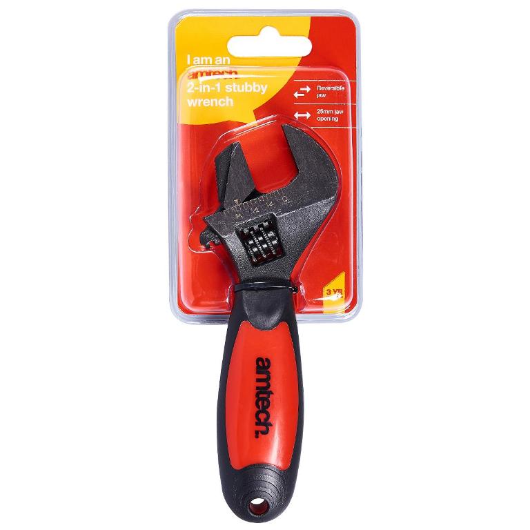 Amtech 2 In 1 Stubby Pipe/Adjustable Wrench - Click Image to Close