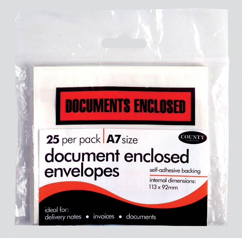 County A7 Document Enclosed Envelopes 25 Pack - Click Image to Close
