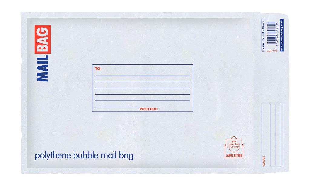 County Polythene Bubble Envelopes Medium 210 X 335mm 10 Pack - Click Image to Close