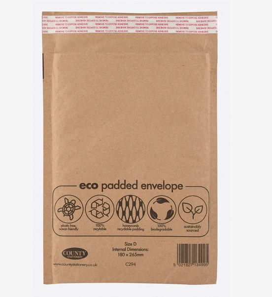Kraft Padded Envelope D 180 x 265mm x 10pc - Click Image to Close