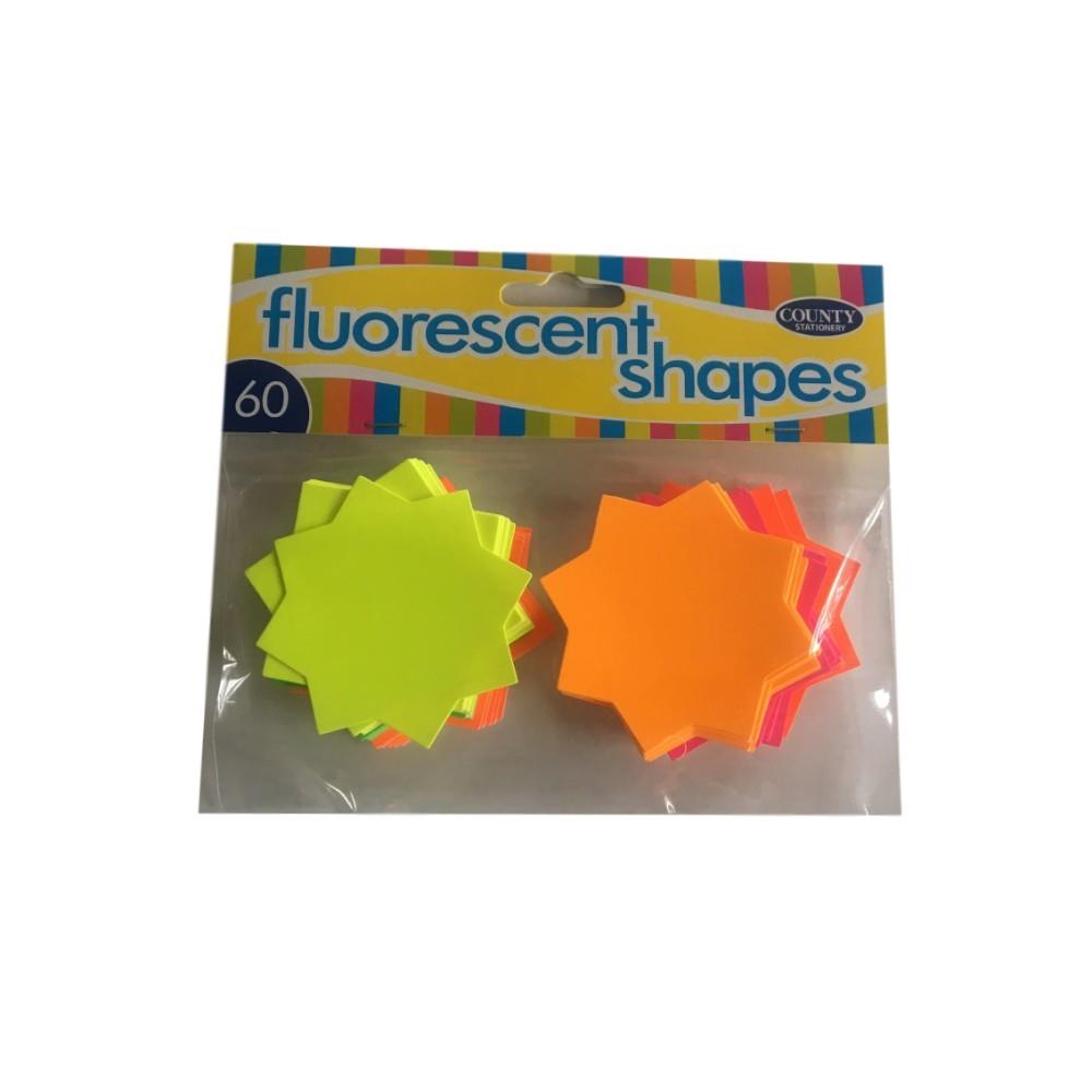 County Fluorescent Stars 60mm 60 Pack - Click Image to Close