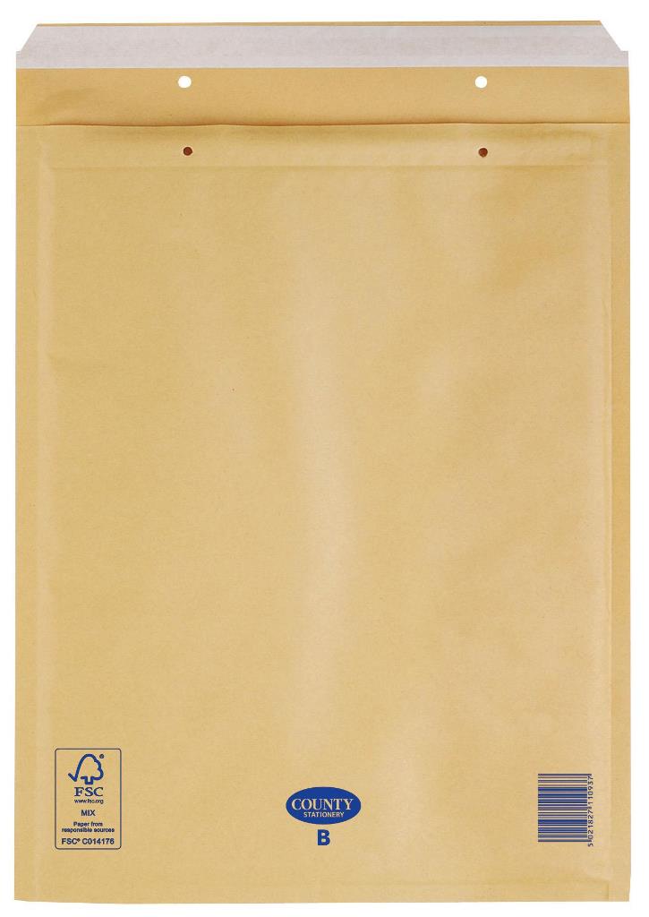County Manilla Bubble Envelopes B ( 120 X 215mm ) 10 Pack - Click Image to Close