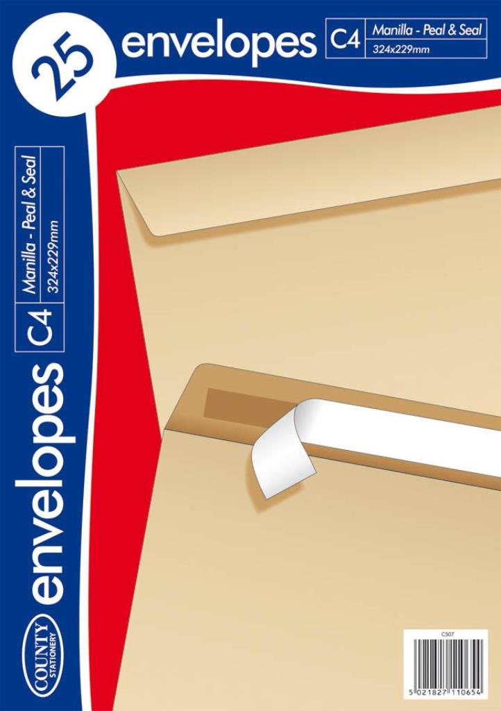 County C4 Manilla Peel & Seal ( 324 X 229mm ) 25 Pack - Click Image to Close