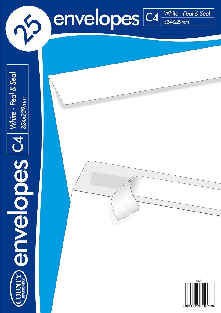 County C4 White Peel & Seal ( 324mm X 229mm ) 25 Pack - Click Image to Close