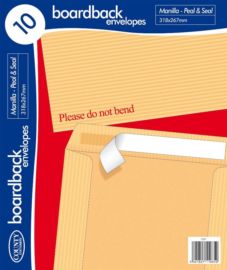 County Boardback Envelopes ( 318 X 267mm ) 10 Pack - Click Image to Close