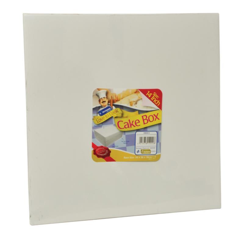 White 14" Cake Box Stapeless With Seperate Lids - Click Image to Close