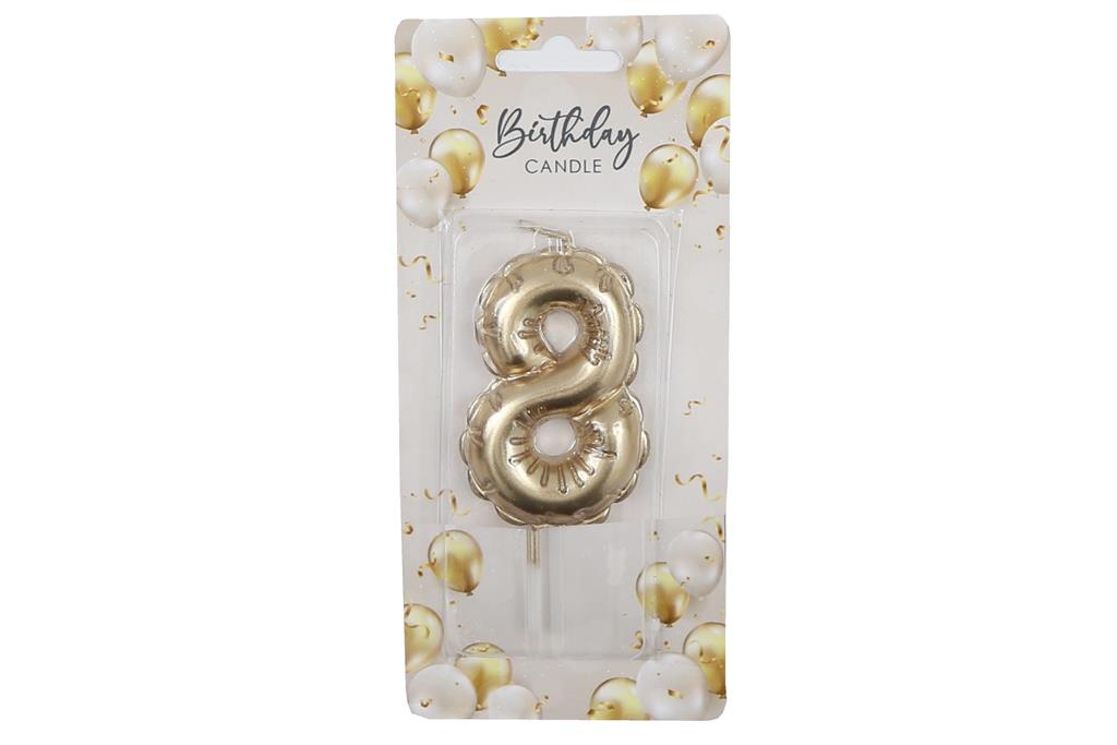 Gold Balloon Candle 6cm Number 8 - Click Image to Close