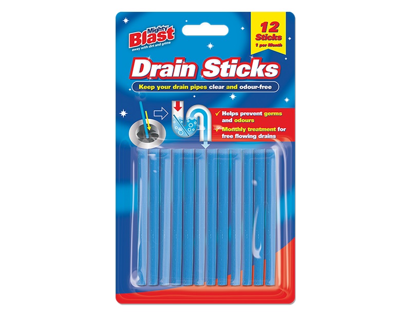 Mighty Blast Drain Sticks 12 Pack - Click Image to Close