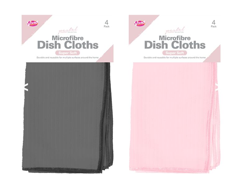 Microfibre Coloured Dish Cloths 4 Pack - Trend - Click Image to Close