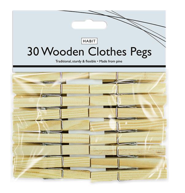 Wooden Clothes Pegs 30 Pack - Click Image to Close