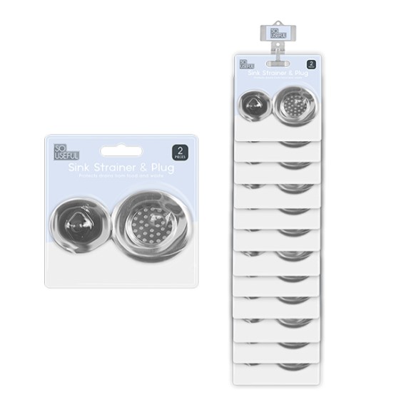 Sink Strainer & Plug Set With Clip Strip - Click Image to Close