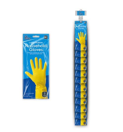 Household Gloves Medium With Clip Strip - Click Image to Close