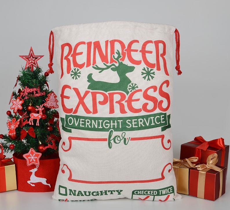 Reindeer Express 70 X50cm Sack ( Suitable For Sublimation ) - Click Image to Close