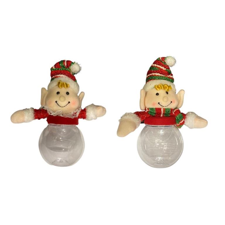 Mr & Mrs Elf Christmas 10" Candy Jar - Click Image to Close