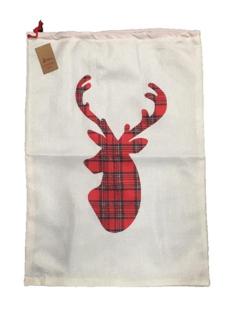Red And Gold Reindeer Santa Sack 70X50cm - Click Image to Close