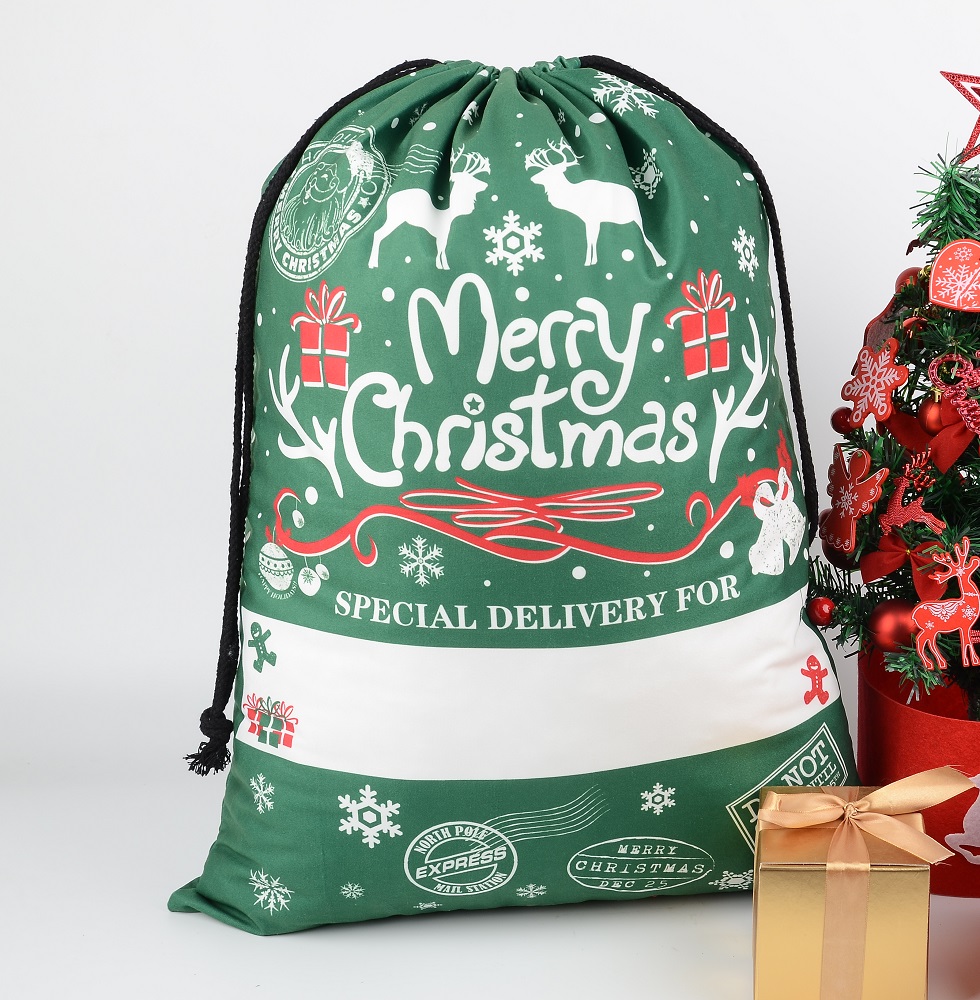 Merry Christmas Green Sack 70 x 50cm - Click Image to Close
