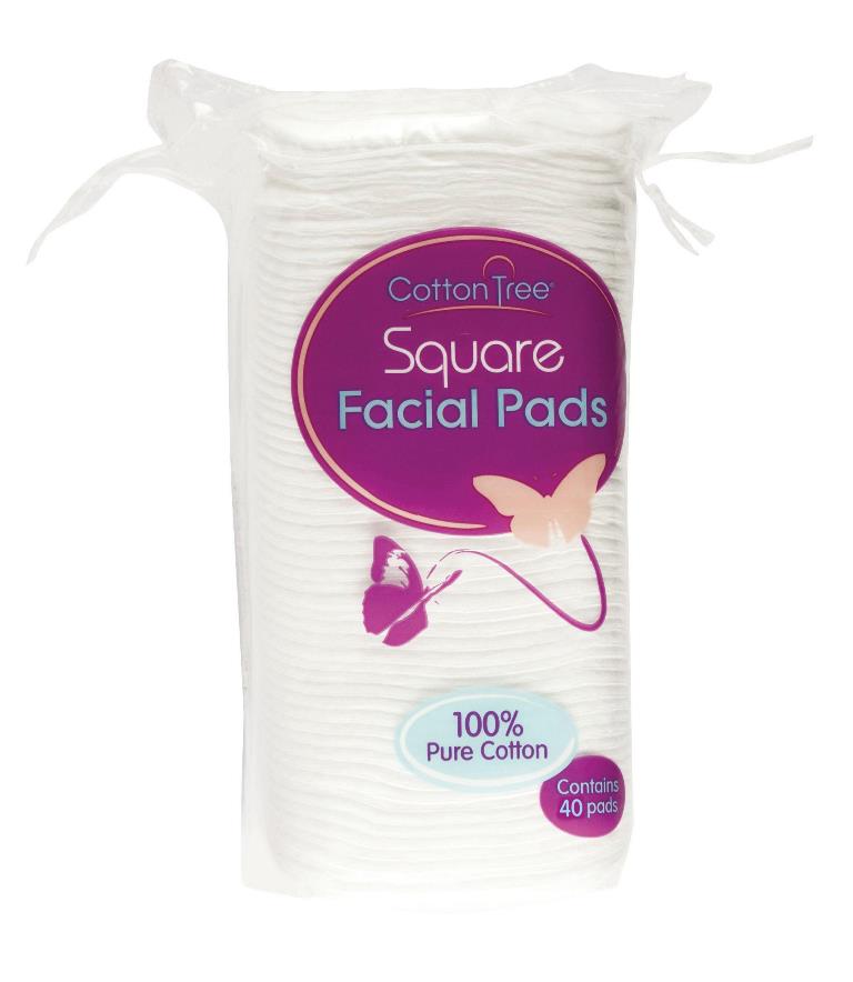 Square Cotton Wool Facial Pads 40 Pack - Click Image to Close