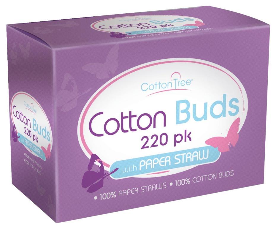 Biodegradable Cotton Buds With Paper Stick 220 Pack - Click Image to Close