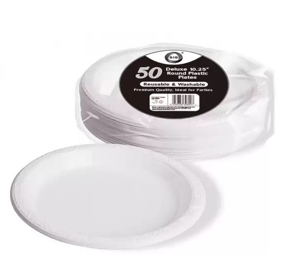 50Pc Reusable Deluxe 10.25inches Round Plastic Plate - Click Image to Close