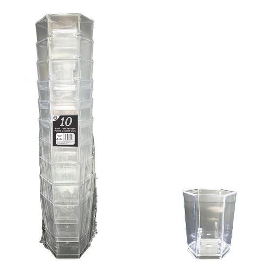 10Pc 60ml ( 2oz ) Hexagon Plastic Dessert Cups - Click Image to Close