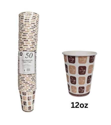 50Pc 12oz Hot/Cold Paper Cups - Click Image to Close
