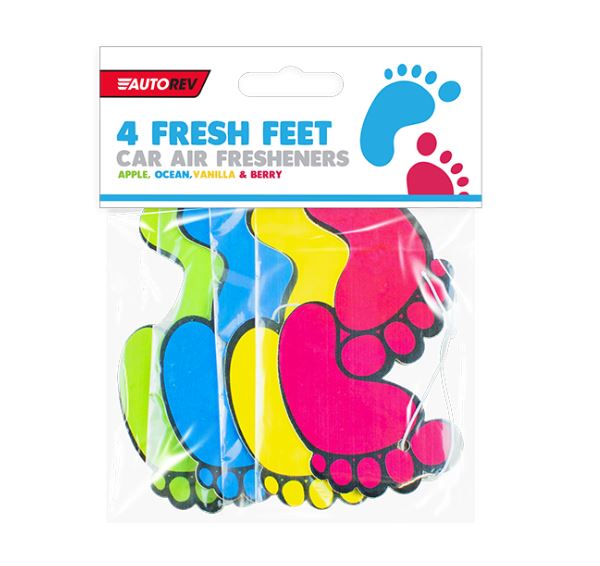 Fresh Feet Car Air Fresheners - 4 Pack - Click Image to Close