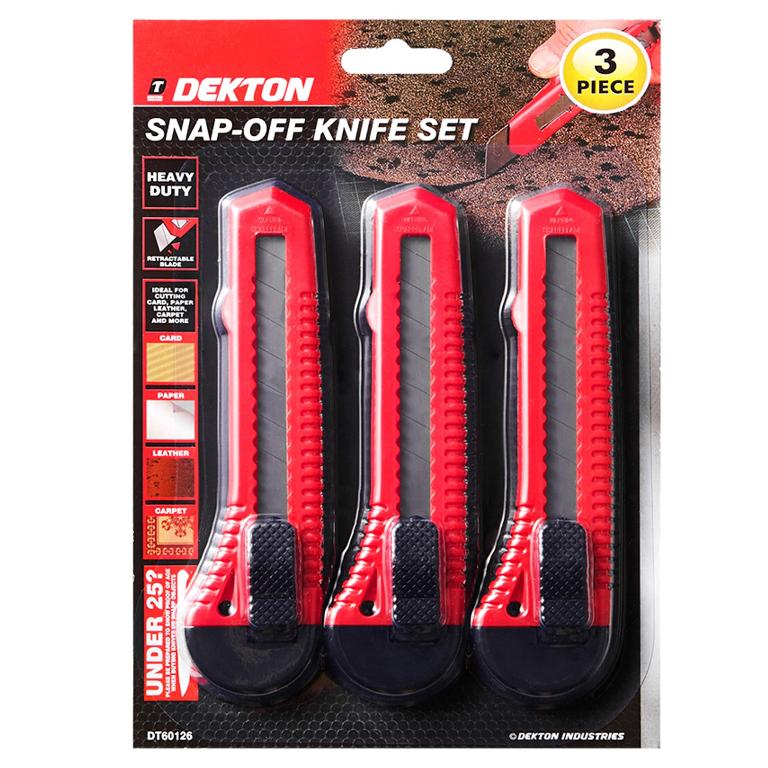 Dekton 3 Pack Snap-Off Knife Large - Click Image to Close