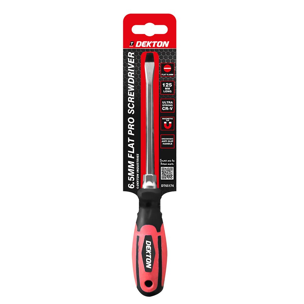 Dekton Flat 6.5mm X 125mm Pro Screwdriver - Click Image to Close